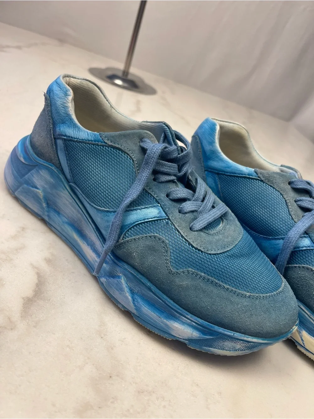 Free People turquoise Blue Mixed-Media Athletic Sneakers
